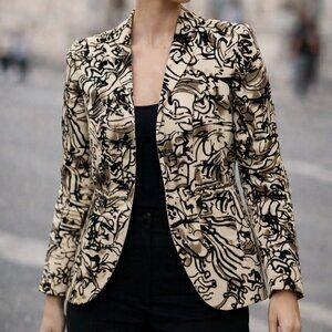 Betty Barclay, size M, Brown with Black velvet textured abstract pattern blazer